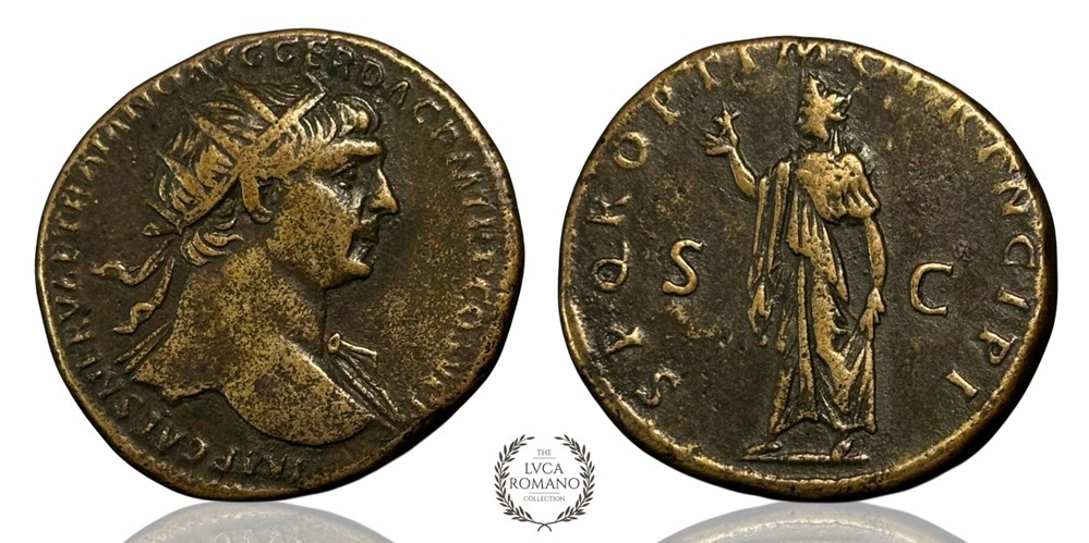 Rare Trajan dupondius (Spes), ex. Prof. Fritz Taeger coins ancient to romans imperial and republican rare trajan dupondius spes ex prof fritz taeger