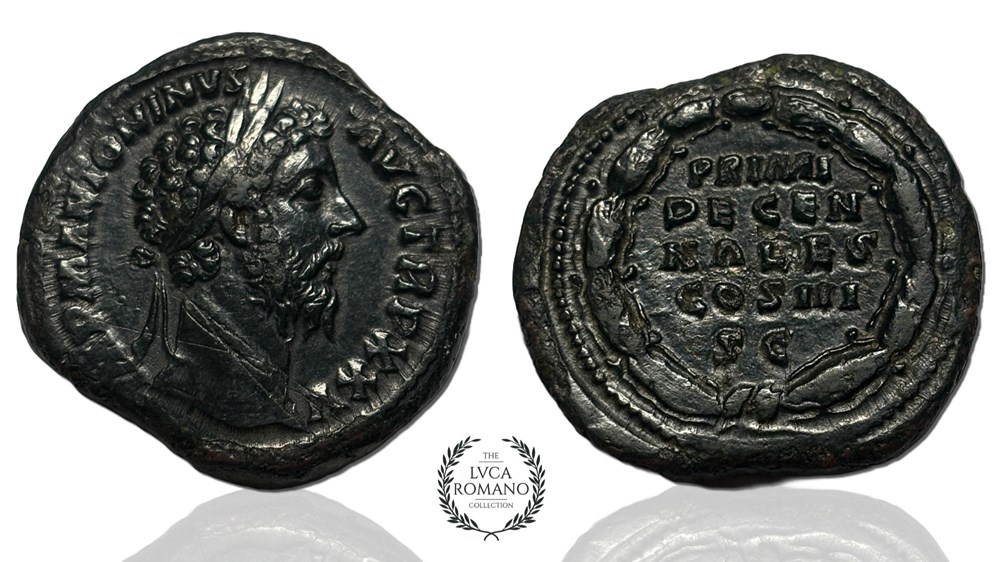 Marcus Aurelius PRIMI DECENNALES Sestertius coins ancient to romans imperial and republican marcus aurelius primi decennales sestertius