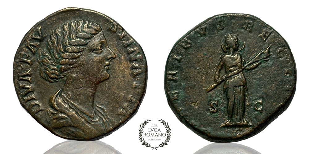 Sestertius with wife of Marcus Aurelius Faustina II (SIDERIBVS RECEPTA) coins ancient to romans imperial and republican sestertius with wife of marcus aurelius faustina ii sideribvs recepta