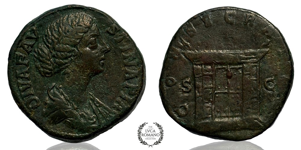 Marcus Aurelius sestertius with Fustina (Altar) coins ancient to romans imperial and republican marcus aurelius sestertius with fustina altar