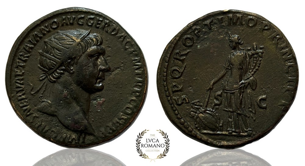 Trajan dupondius (Pax), cited in Prof. Woytek's catalog, minted in Rome 104/105-107 coins ancient to romans imperial and republican trajan dupondius pax cited in prof woytek s catalog minted in rome 104 105 107