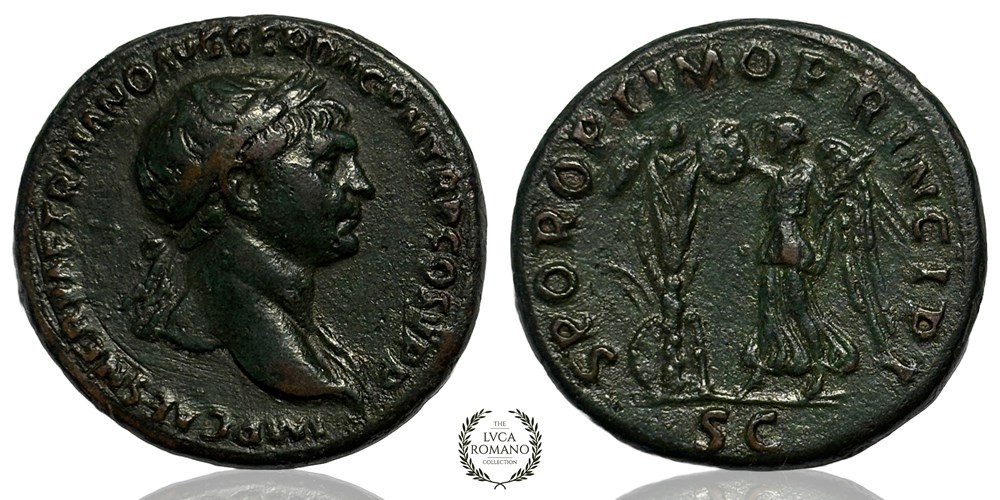 Trajan As (Victory setting a tropeaum) coins ancient romans imperial and republican trajan as victory setting a tropeaum