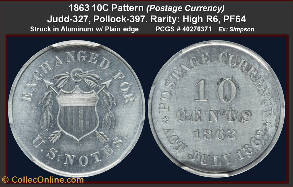 coins j 327 1863 10c postage currency
