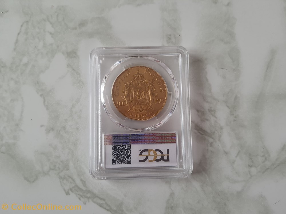 100 francs or Napoléon III, tête laurée 1867 Strasbourg monnaies france necessite 100 francs or napoleon iii tete lauree 1867 strasbourg