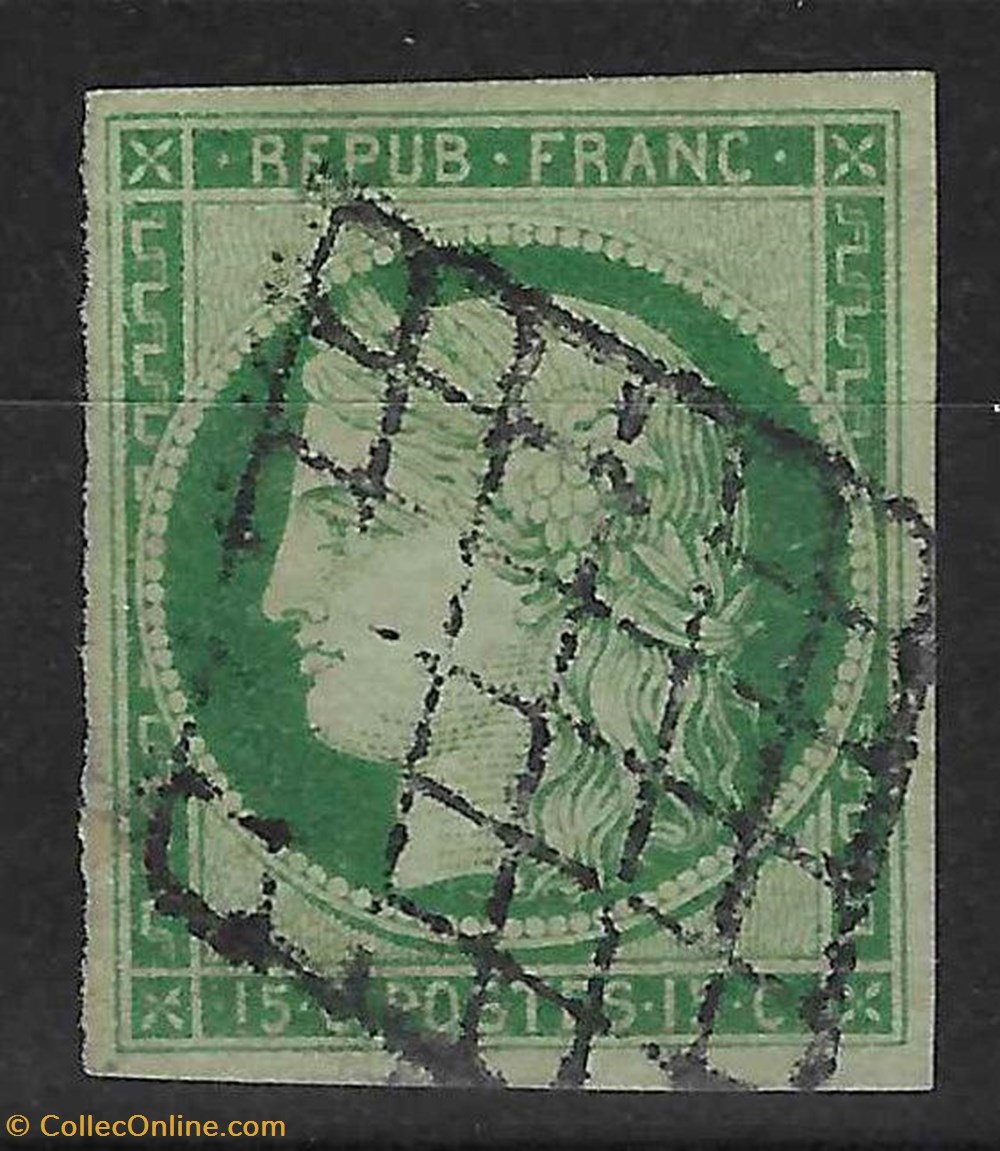 n 2 ceres 15 c vert oblitere sup signe et avec certificat papier calves timbres experts com 1
