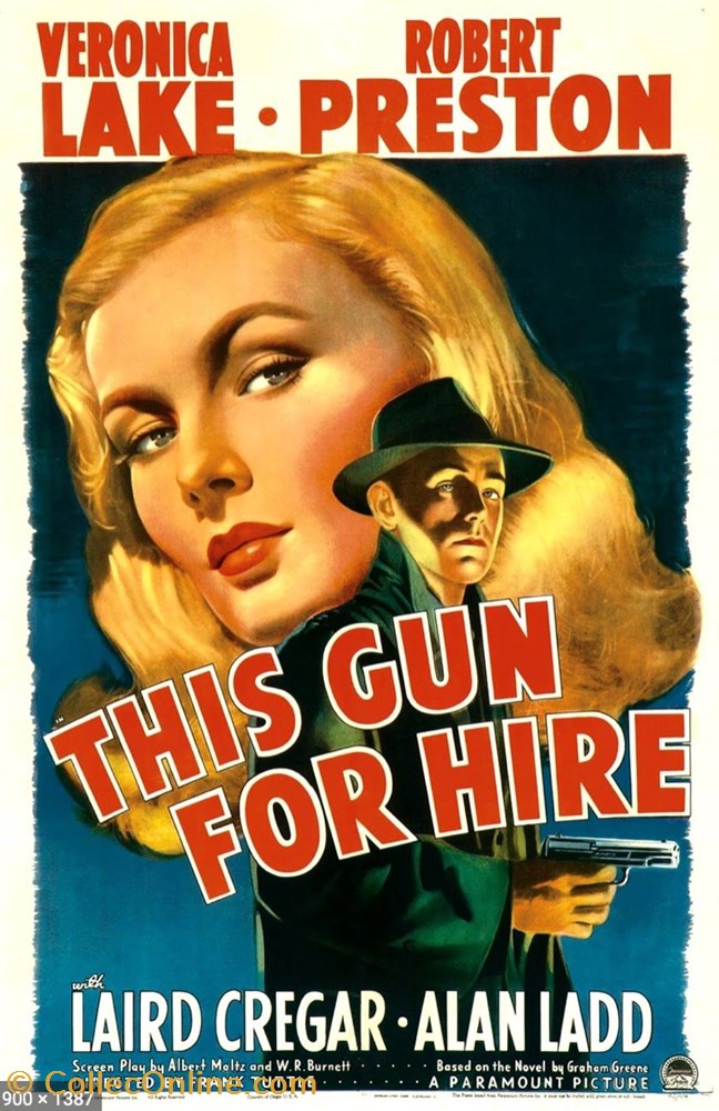 Vieux poster, "this gun for hire", cinema, film directeur Frank Tuttle old paper advertisements vieux poster this gun for hire cinema film directeur frank tuttle