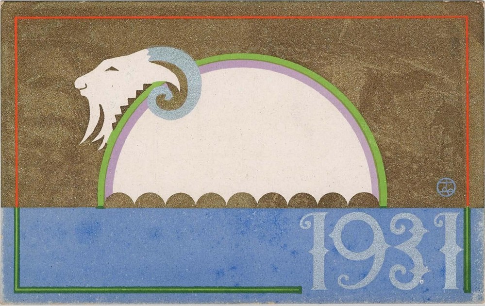 Goat New Year's Card (1931), by Takahashi Haruka. goat new year s card 1931 by takahashi haruka