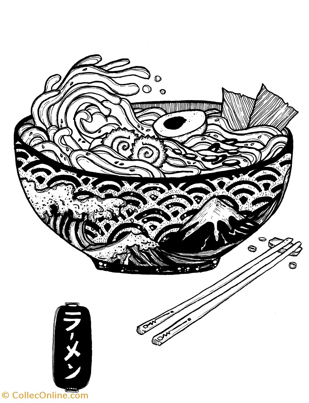 Ramen bowl using Chinese ink and watercolor paper art antiquites numerique ramen bowl using chinese ink and watercolor paper