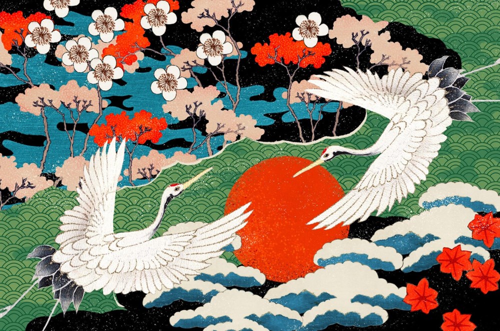 Japanese cranes art antiquites asiatique japanese cranes