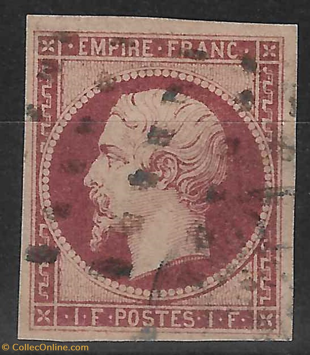 Le Empire un franc carmin. n18 empire 1 fr carmin oblitere sup signe et avec certificat papier calves timbres experts com 1