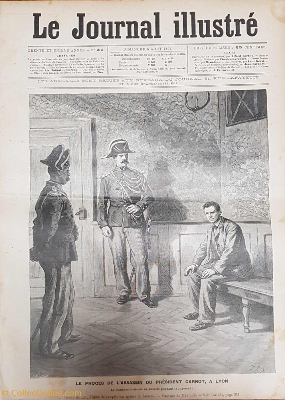 militaria police gendarmerie le journal illustre 5 aout 1894