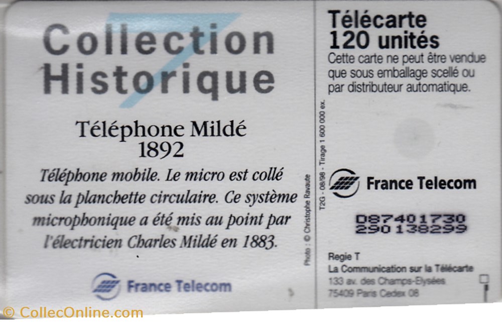 1998-08 Telephone Milde divers telecartes cartes telephoniques 1998 08 telephone milde