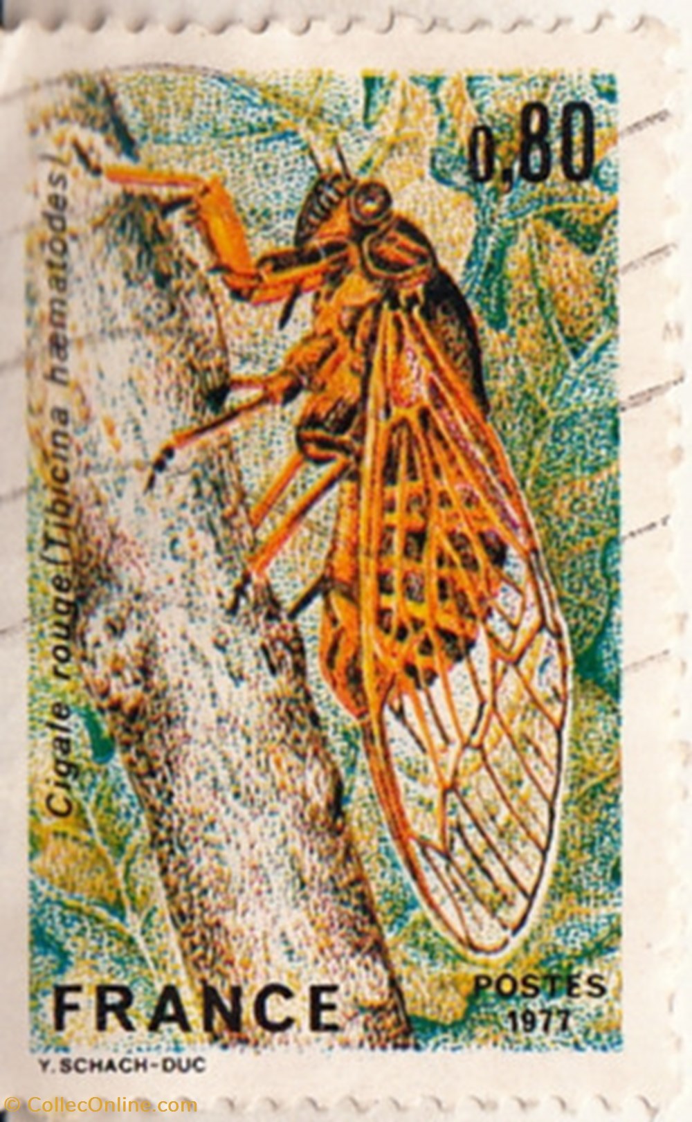 timbres 1977 cigale rouge 1946
