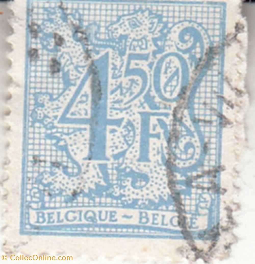timbres 1951 belgique nombre sur lion heraldique