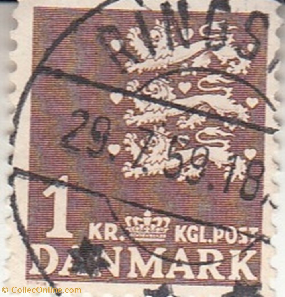 timbres 1946 danemark armoiries de 1kr 0 20
