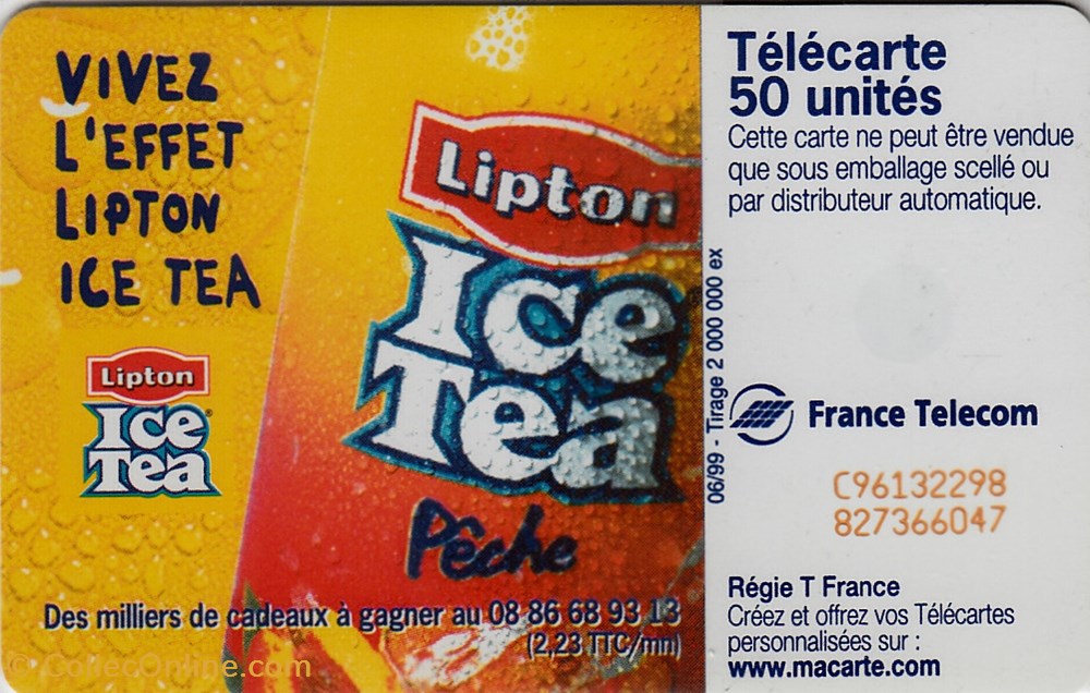 1999-06 Ice tea divers telecartes cartes telephoniques 1999 06 ice tea