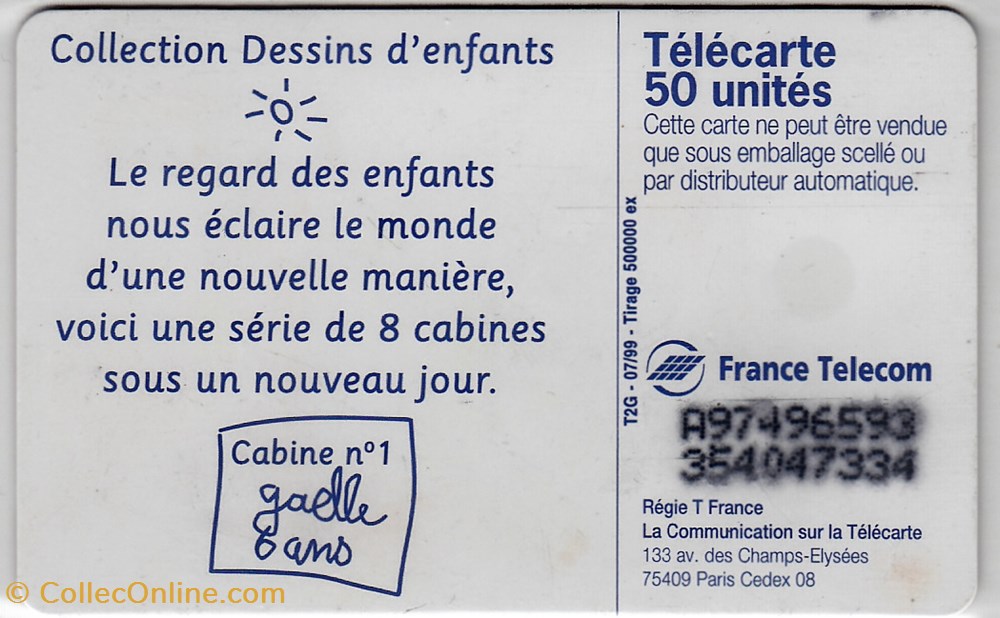 divers telecartes cartes telephoniques 1999 05 dessin enfant