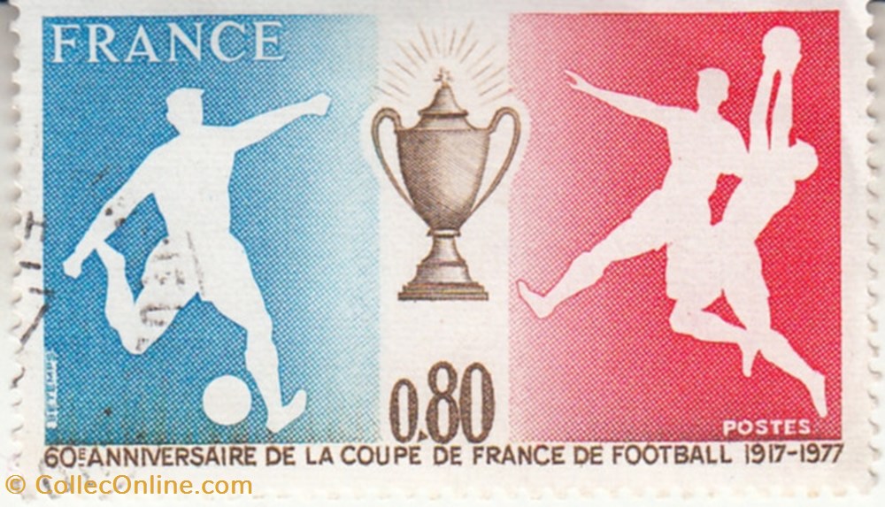 timbres 1977 60e anniversaire coupe de france de foot 1940