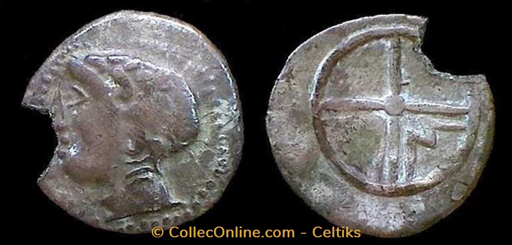 obole A M tête à gauche monnaies antiques celtes obole a m tete a gauche