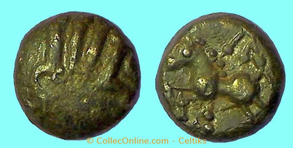 quart de statère aux segments de cercles - 15a monnaies antiques celtes quart de statere aux segments de cercles 15a