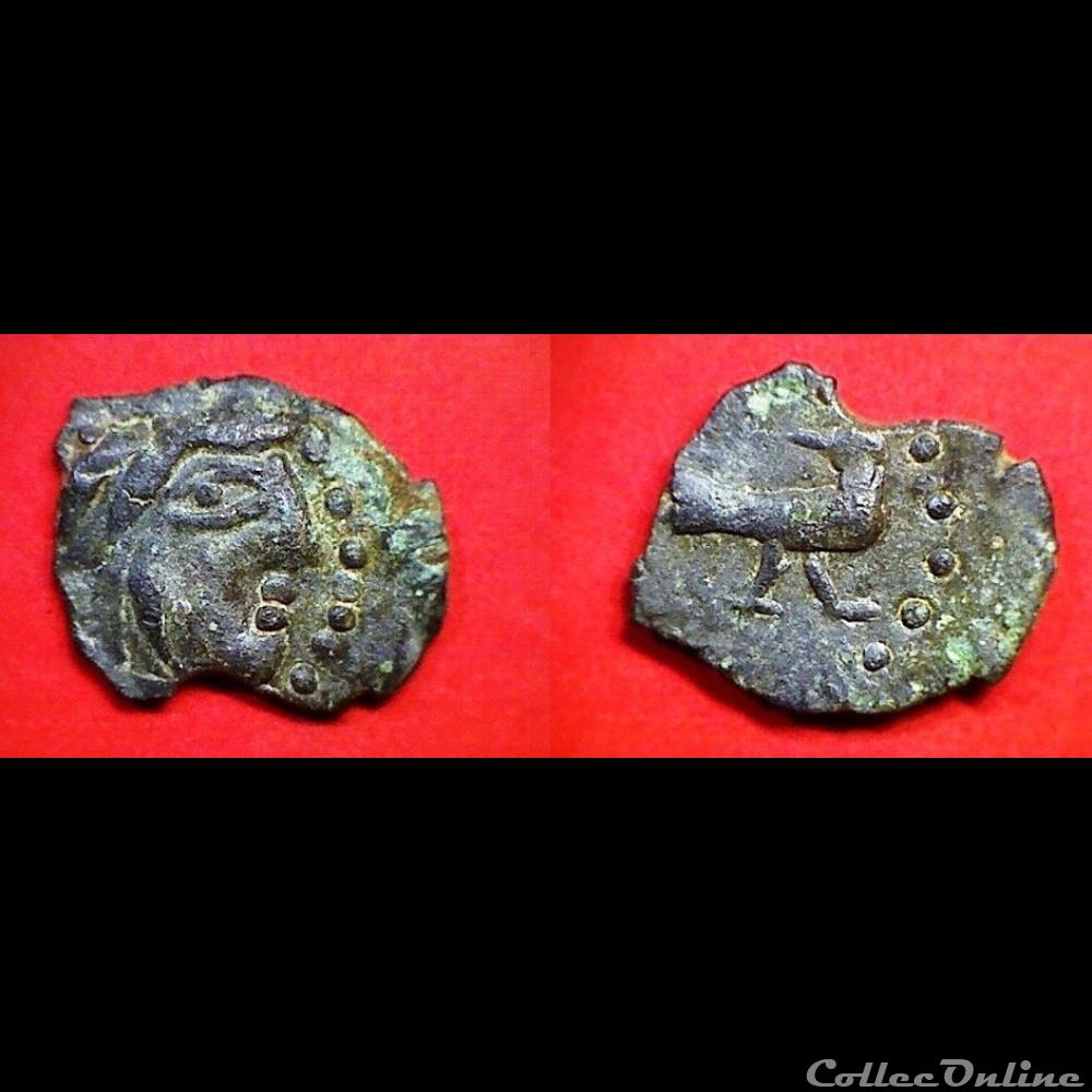 bronze à l'oiseau à droite 8 monnaie antique gauloise bronze a oiseau a droite 8