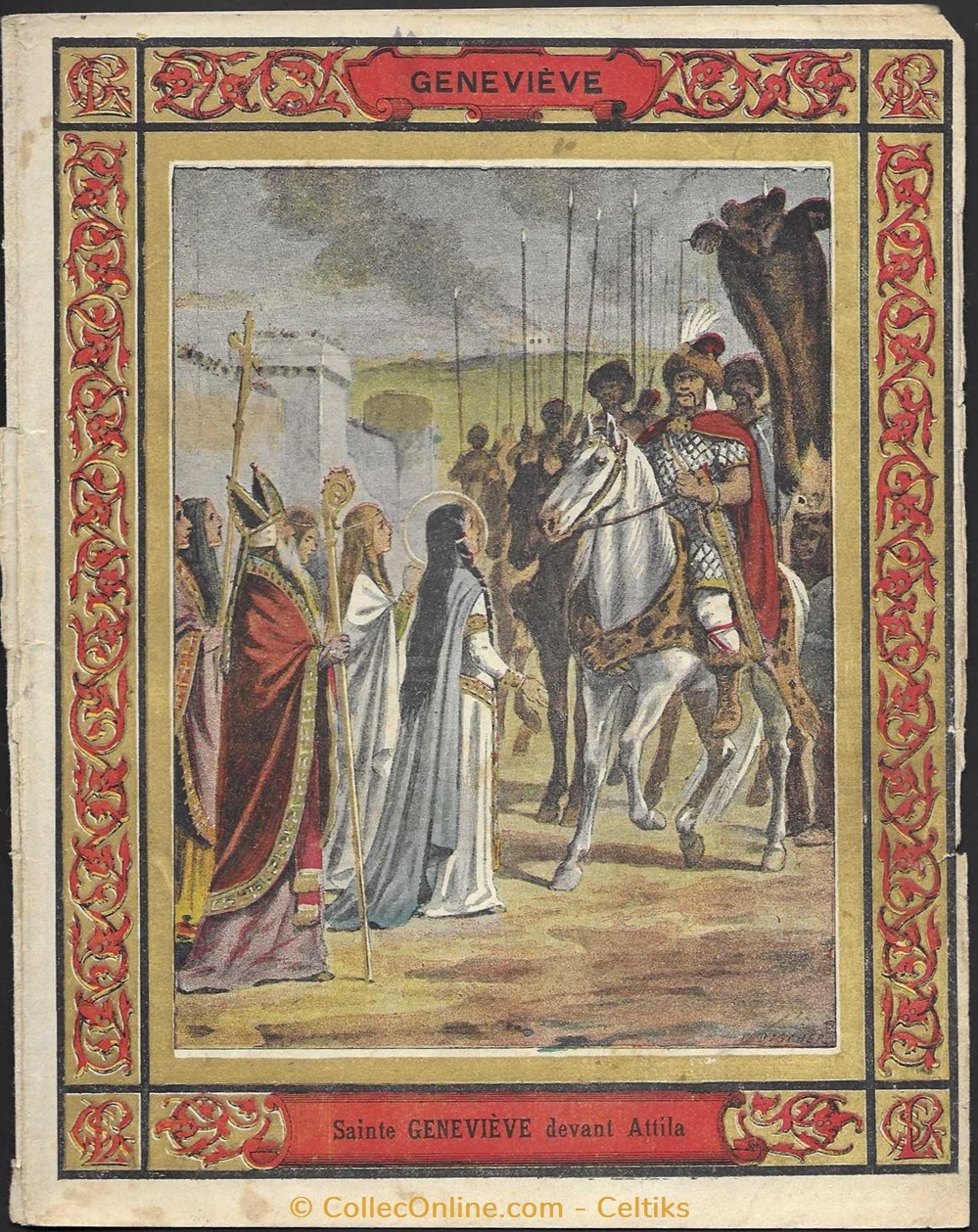 protège cahier - ATTILA sainte GENEVIEVE documents anciens buvards cahiers illustres protege cahier attila sainte genevieve