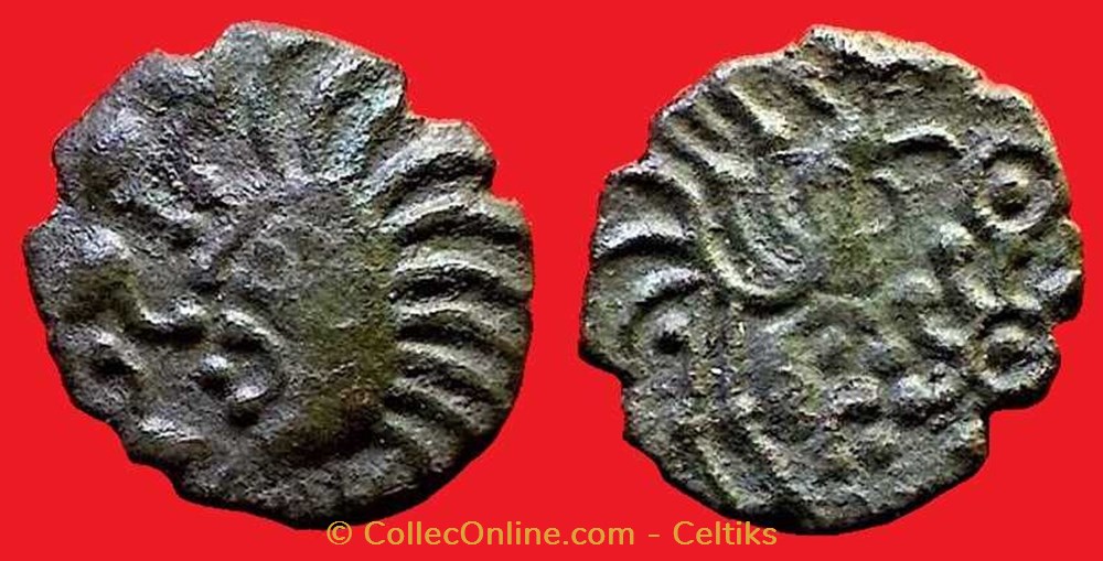 bronze au coq et à la tête humaine monnaies antiques celtes bronze au coq et a la tete humaine