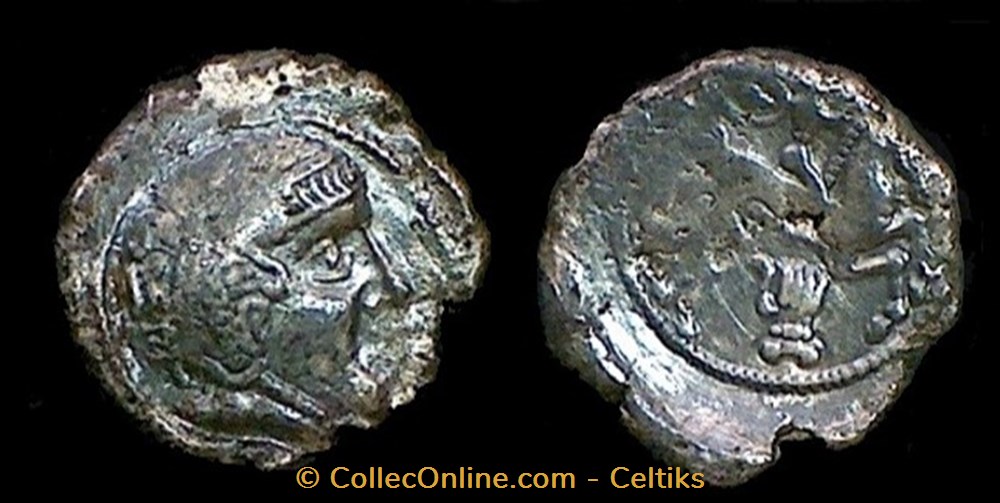 drachme au cavalier et à la main - A monnaies antiques celtes drachme au cavalier et a la main a