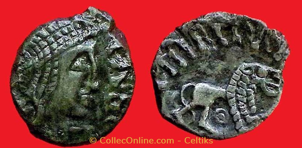 bronze CARCVS / A.HIR.IMP au lion monnaies antiques celtes bronze carcvs a hir imp au lion