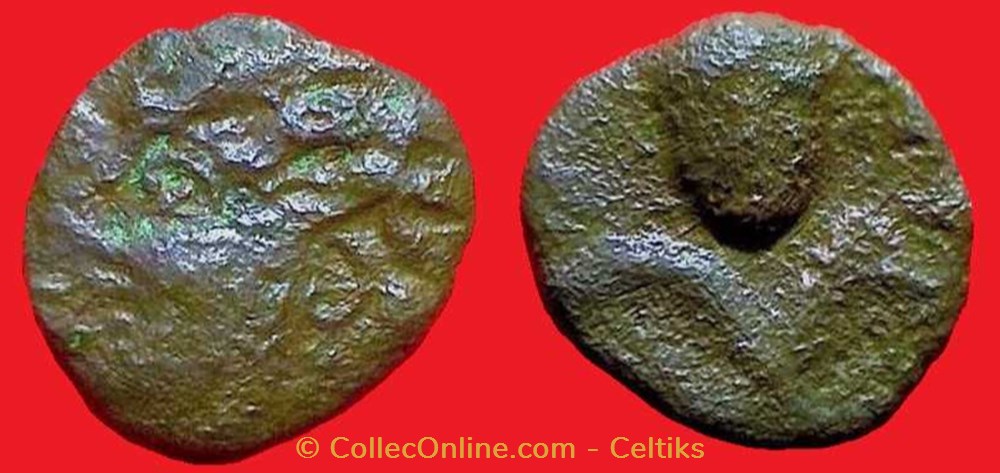 monnaies antiques celtes bronze a la tete coupee de face