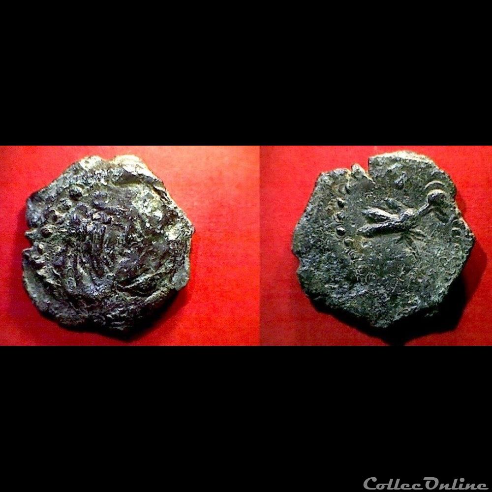 bronze à l'oiseau à droite 5 monnaie antique gauloise bronze a oiseau a droite 5