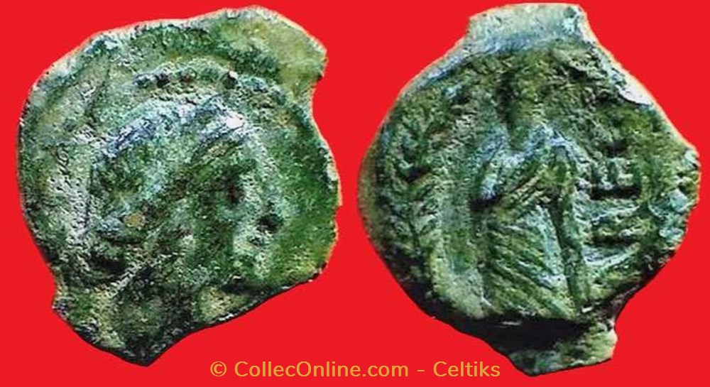 bronze au démos VOLCAE / AREC monnaies antiques celtes bronze au demos volcae arec