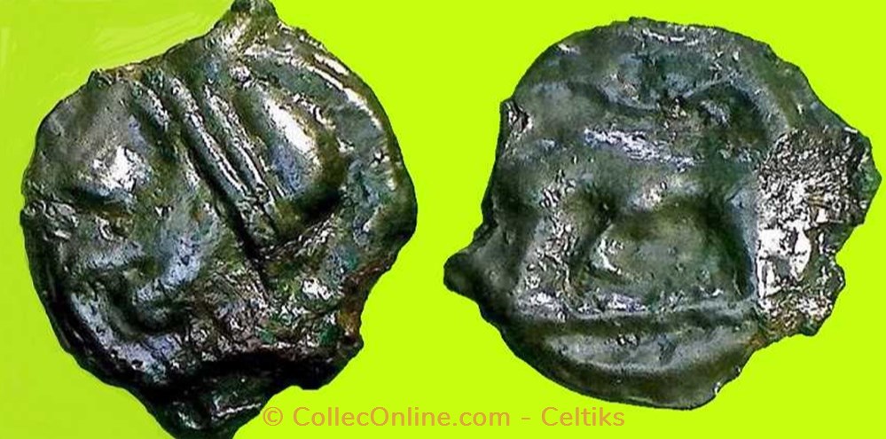 potin au bandeau lisse et petit casque monnaies antiques celtes potin au bandeau lisse et petit casque