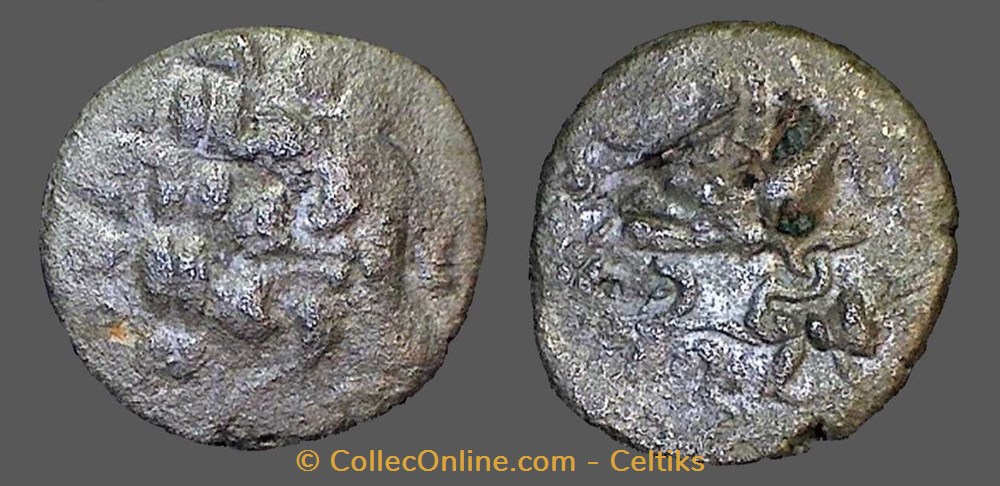 AULERQUES DIABLINTES - statère de billon au personnage allongé monnaies antiques celtes aulerques diablintes statere de billon au personnage allonge