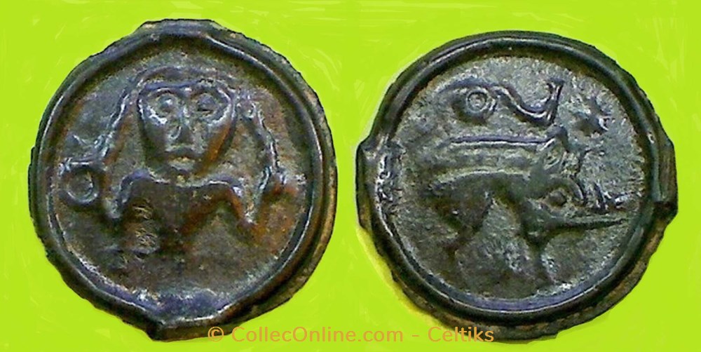 potin au personnage de face - b monnaies antiques celtes potin au personnage de face b