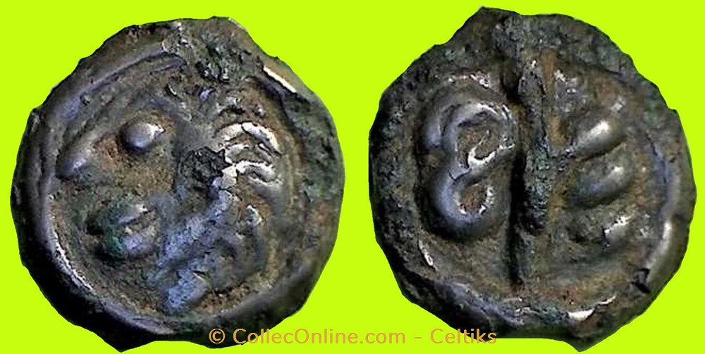 monnaies antiques celtes potin aux chevrons tete hirsute