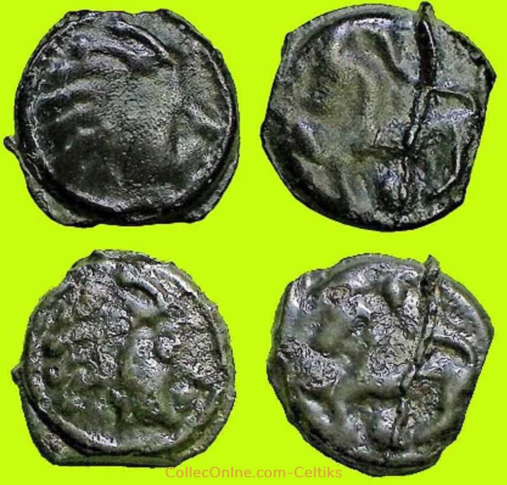 potin à la tête d'indien ** 3 monnaies antiques celtes potin a la tete indien
