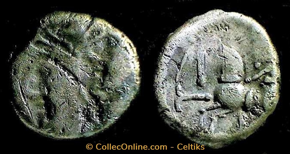 double frappe - denier KALETEDOY monnaie antique av jc gauloise double frappe denier kaletedoy