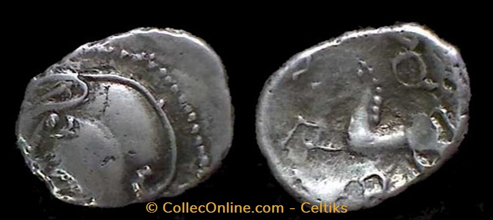 denier à la tête casquée - type 4 monnaies antiques celtes denier a la tete casquee type 4