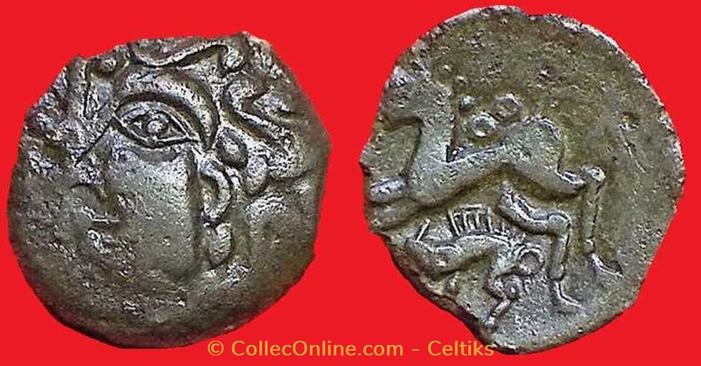 bronze au cheval et au sanglier - a monnaies antiques celtes bronze au cheval et au sanglier a