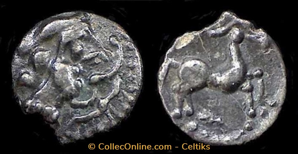 fraction tête à droite et au cheval * monnaies antiques celtes fraction tete a droite et au cheval