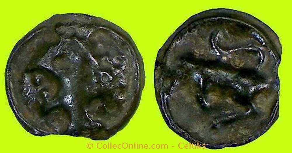 potin à la tête diabolique - cl 5 monnaies antiques celtes potin a la tete diabolique cl 5