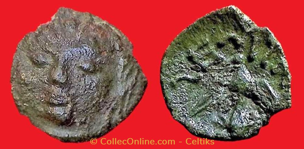 bronze SECISV à la tête de face monnaies antiques celtes bronze secisv a la tete de face