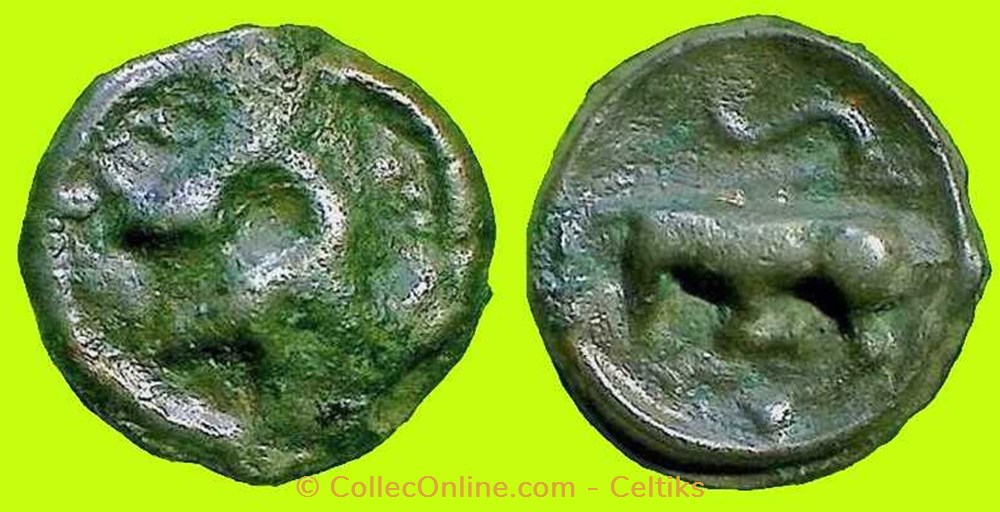 potin à la tête diabolique - cl 2 monnaies antiques celtes potin a la tete diabolique cl 2