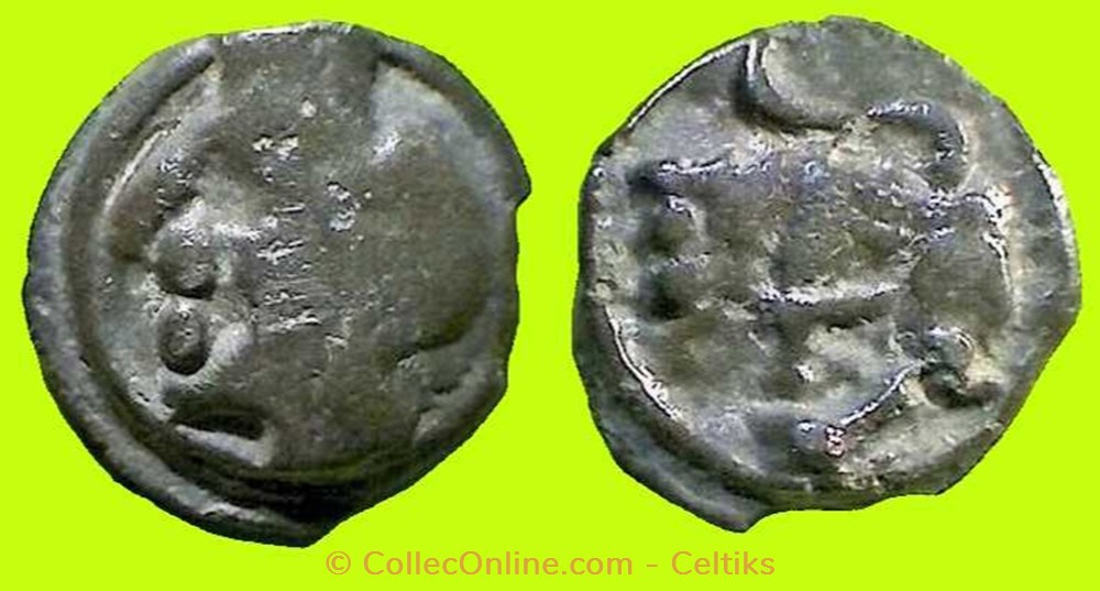 potin à la tête diabolique - cl 5 var monnaies antiques celtes potin a la tete diabolique cl 5 var