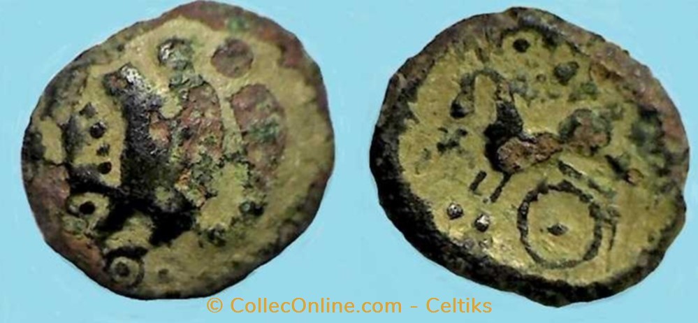 quart de statère aux segments de cercles - 17 monnaies antiques celtes quart de statere aux segments de cercles 17