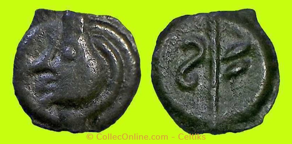potin aux chevrons ( deux ) monnaies antiques celtes potin aux chevrons deux