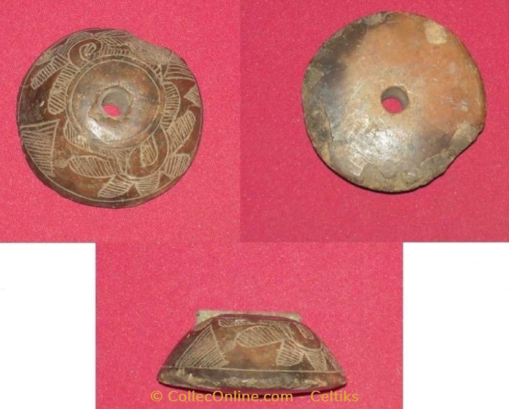 fusaïole - terre cuite art antiquites archeologie europe fusaiole terre cuite