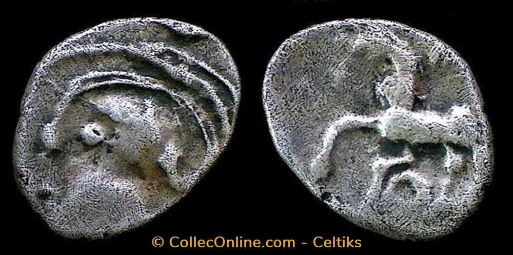 denier à la tête casquée - type 2 monnaies antiques celtes denier a la tete casquee type 2