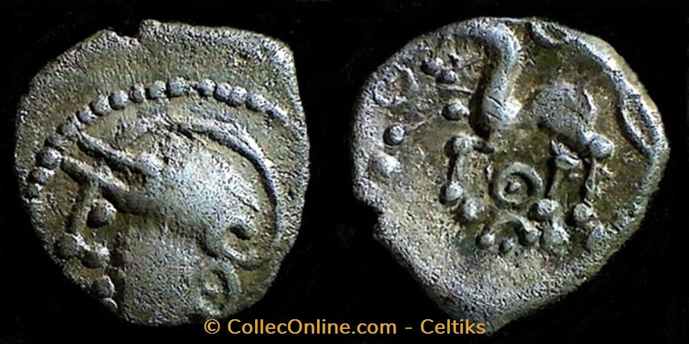 denier à la tête casquée - type 1 monnaies antiques celtes denier a la tete casquee type 1